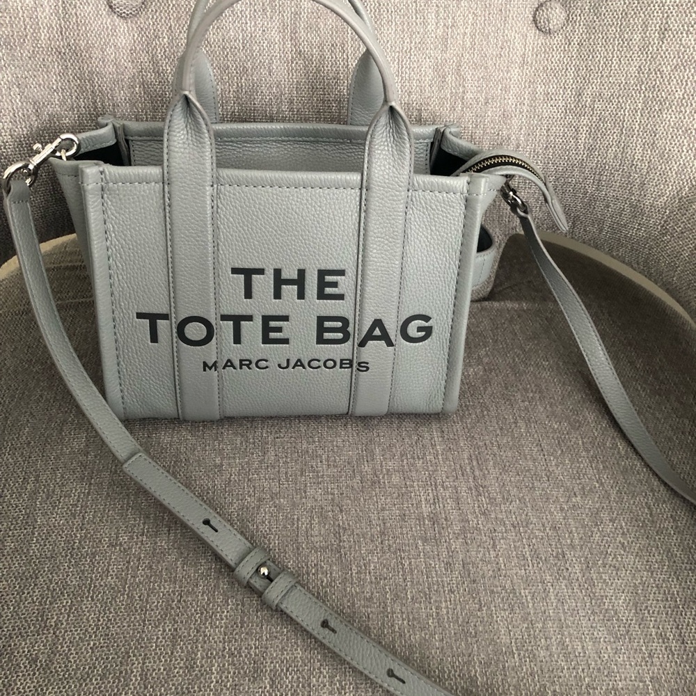 Marc Jacobs wolf grey leather small tote bag
